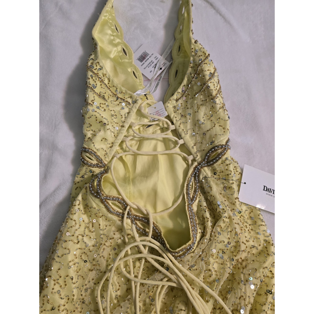 Nightway Collection NWT Yellow Beaded Halter Hi/lo Lined Formal Gown Ladies 10 - Picture 11 of 14